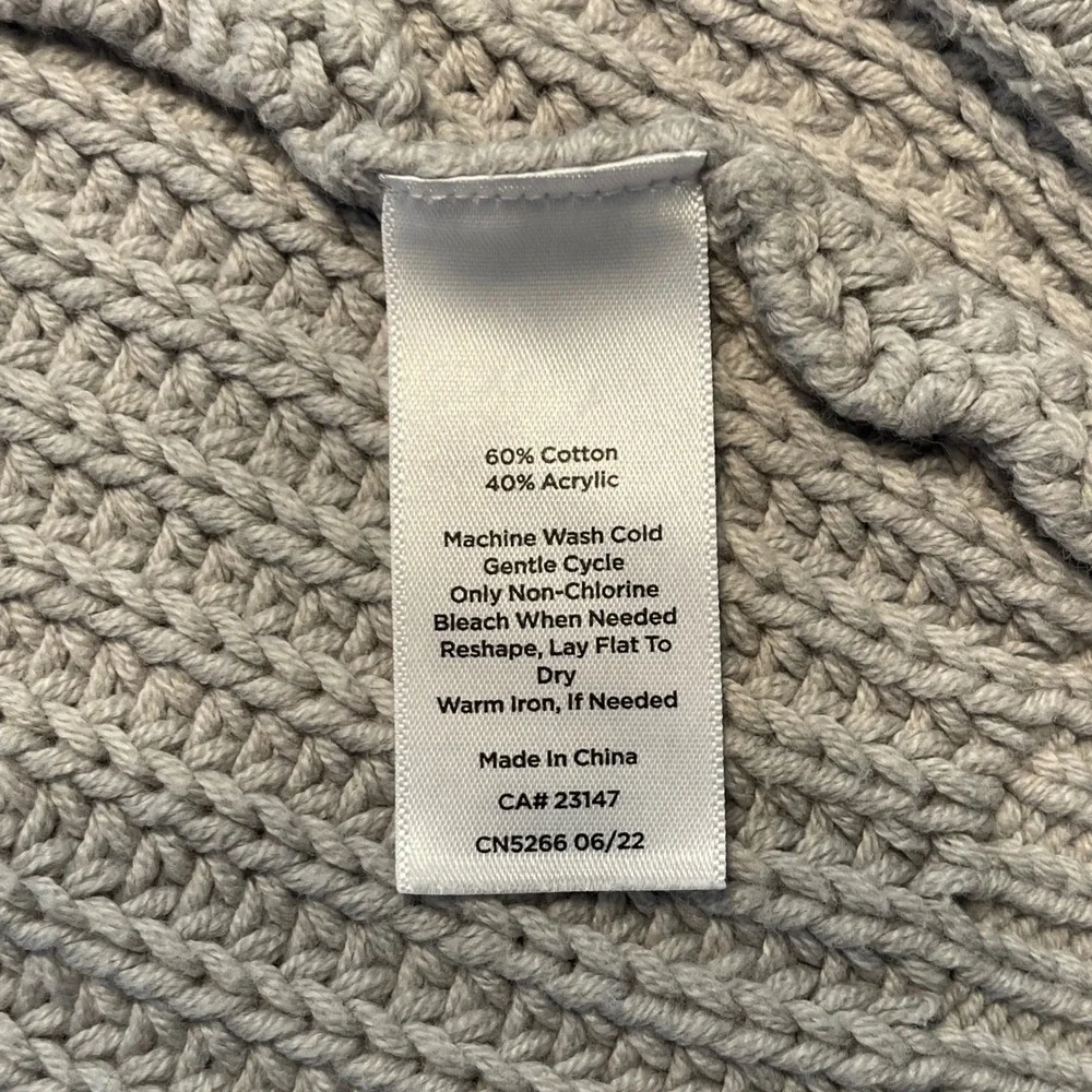Haven Well Within Gray Cable Knit Shawl Collar Open Front Cardigan Sweater Small